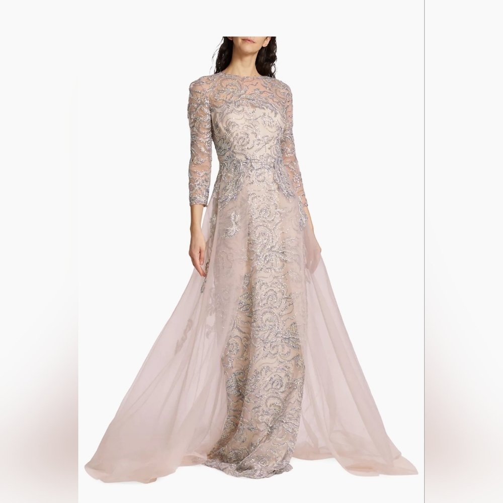 Teri Jon by Rickie Freeman Beaded Tulle Gown elegant formal evening NWT